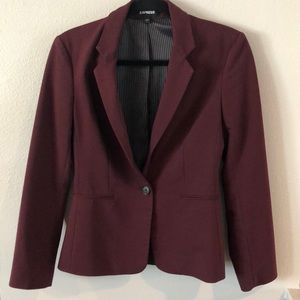 Express Maroon Single Button Notch Collar Stretch Blazer